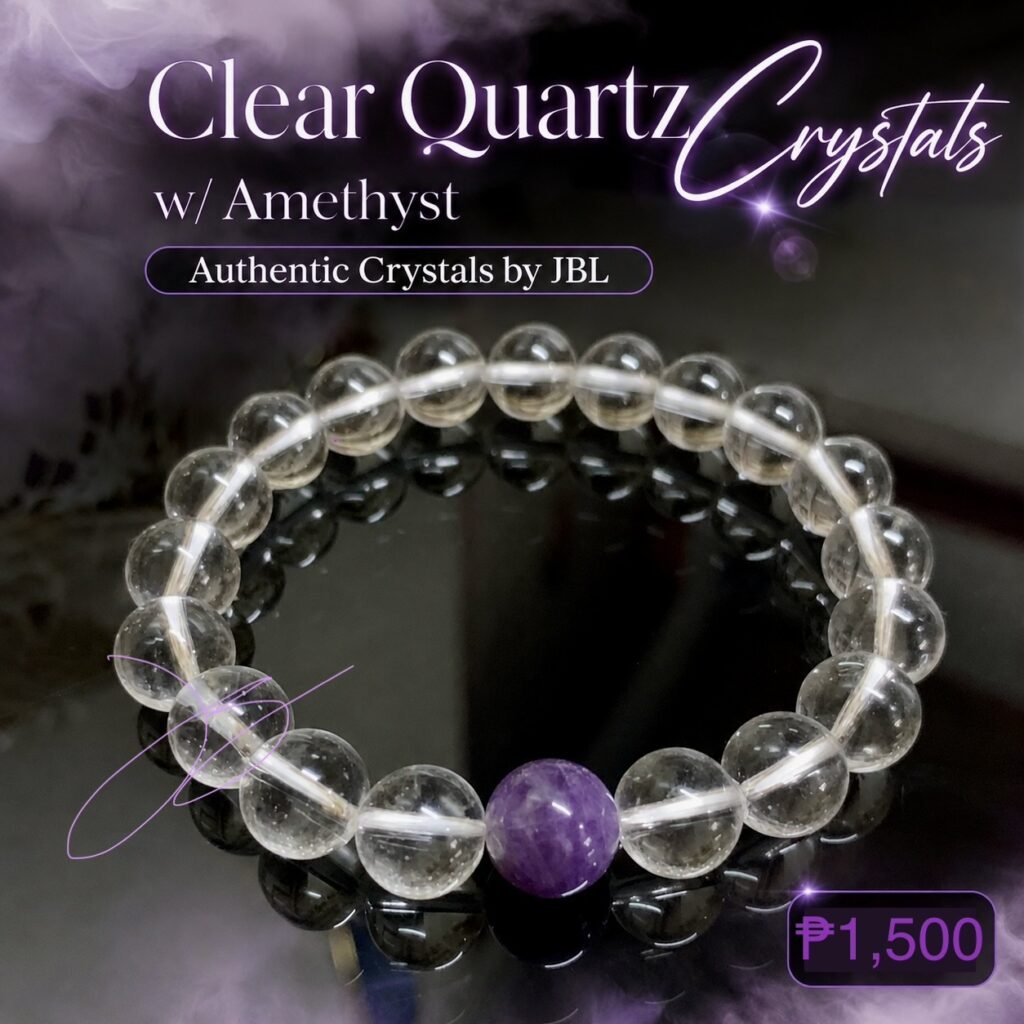 Clear Quartz and Amethyst stone bracelet by Authentic Stones by JBL