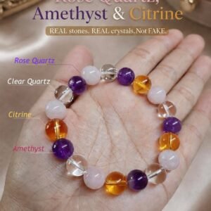 Clear Quartz, Rose Quartz, Amethyst and Citrine stone bracelet by Authentic Stones by JBL