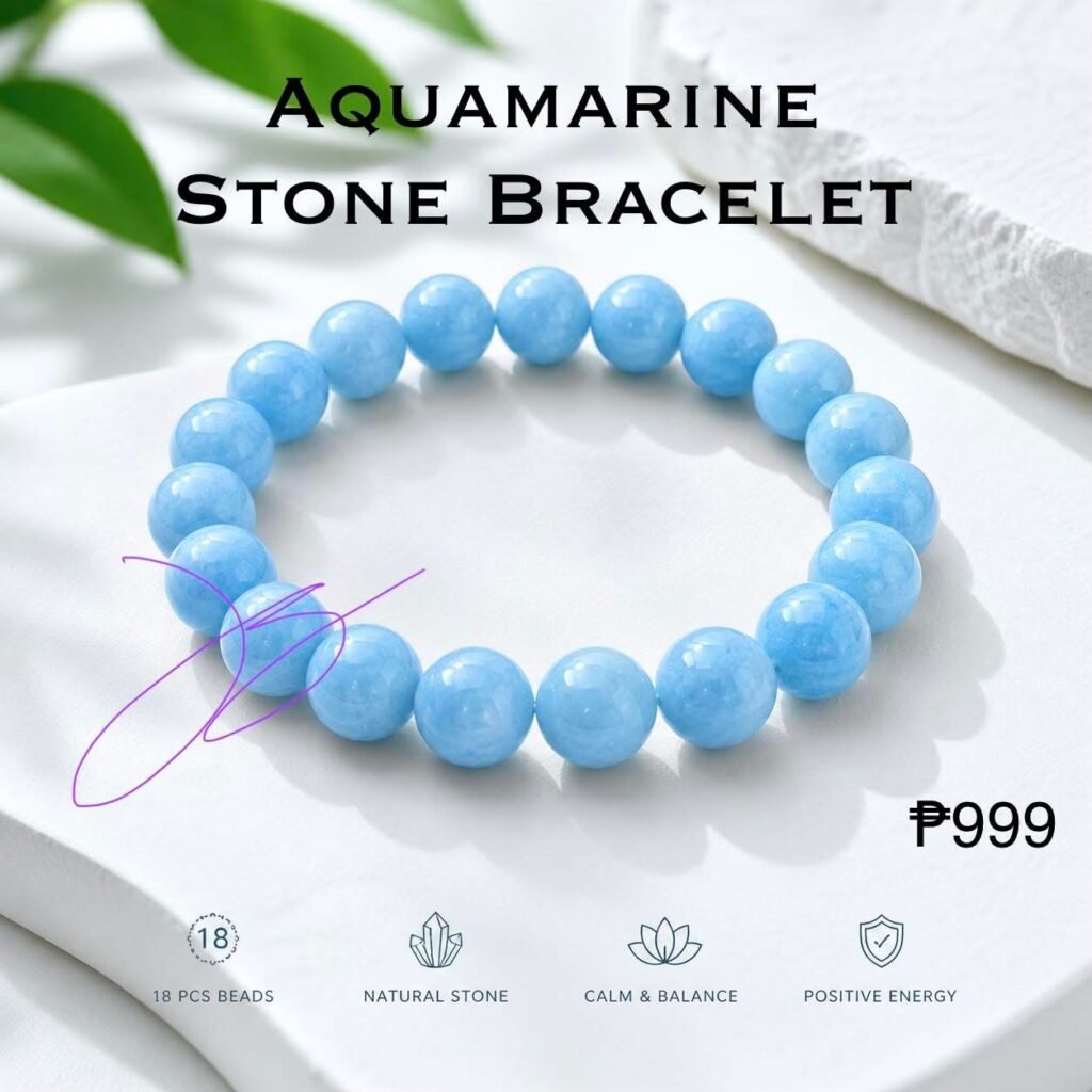 Aquamarine stone bracelet by Authentic Stones by JBL