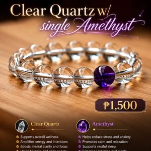 Clear Quartz and Amethyst stone bracelet by Authentic Stones by JBL