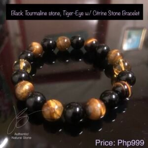 Black Tourmaline, Tiger Eye, and Citrine stone bracelet by Authentic Stones by JBL
