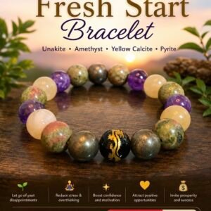 Unakite, Amethyst, Yellow Calcite and Pyrite stone bracelet by Authentic Stones by JBL