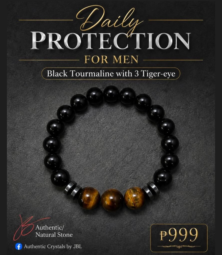 Black Tourmaline and Tiger's eye bracelet by Authentic Stones by JBL