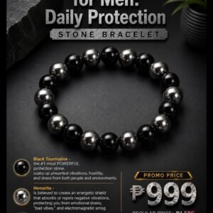 Black Tourmaline and Hematite stone bracelet by Authentic Stones by JBL