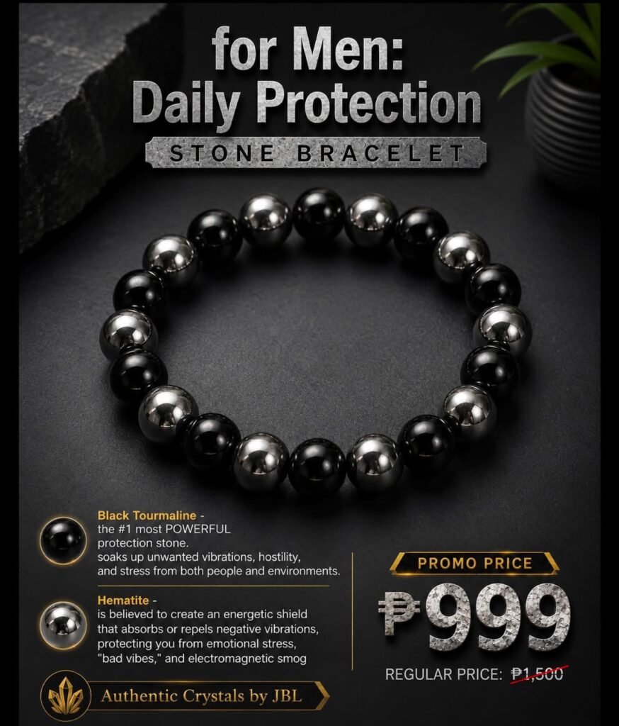 Black Tourmaline and Hematite stone bracelet by Authentic Stones by JBL