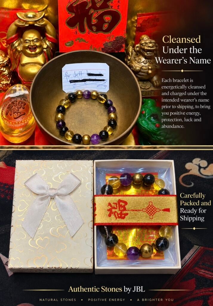 Citrine, Black Tourmaline, Amethyst and Golden Hematite