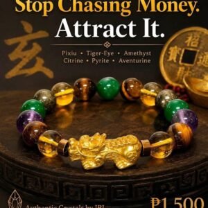 Pixiu, Citrine, Pyrite, Amethyst, Aventurine and Tiger's Eye stone and crystal bracelet by Authentic Stones by JBL