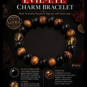Black Tourmaline, Tiger Eye, and Citrine stone bracelet by Authentic Stones by JBL