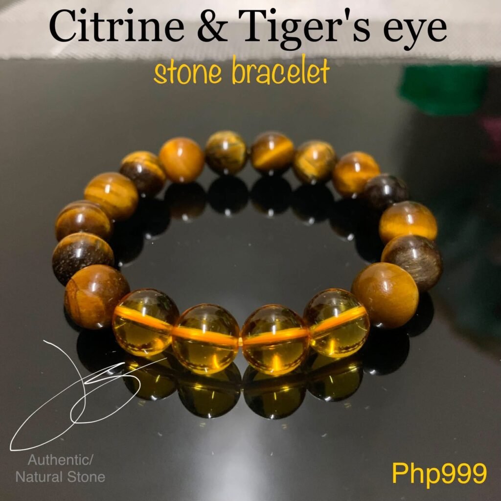 Citrine and Tiger’s Eye stone and crystal bracelet by Authentic Stones by JBL