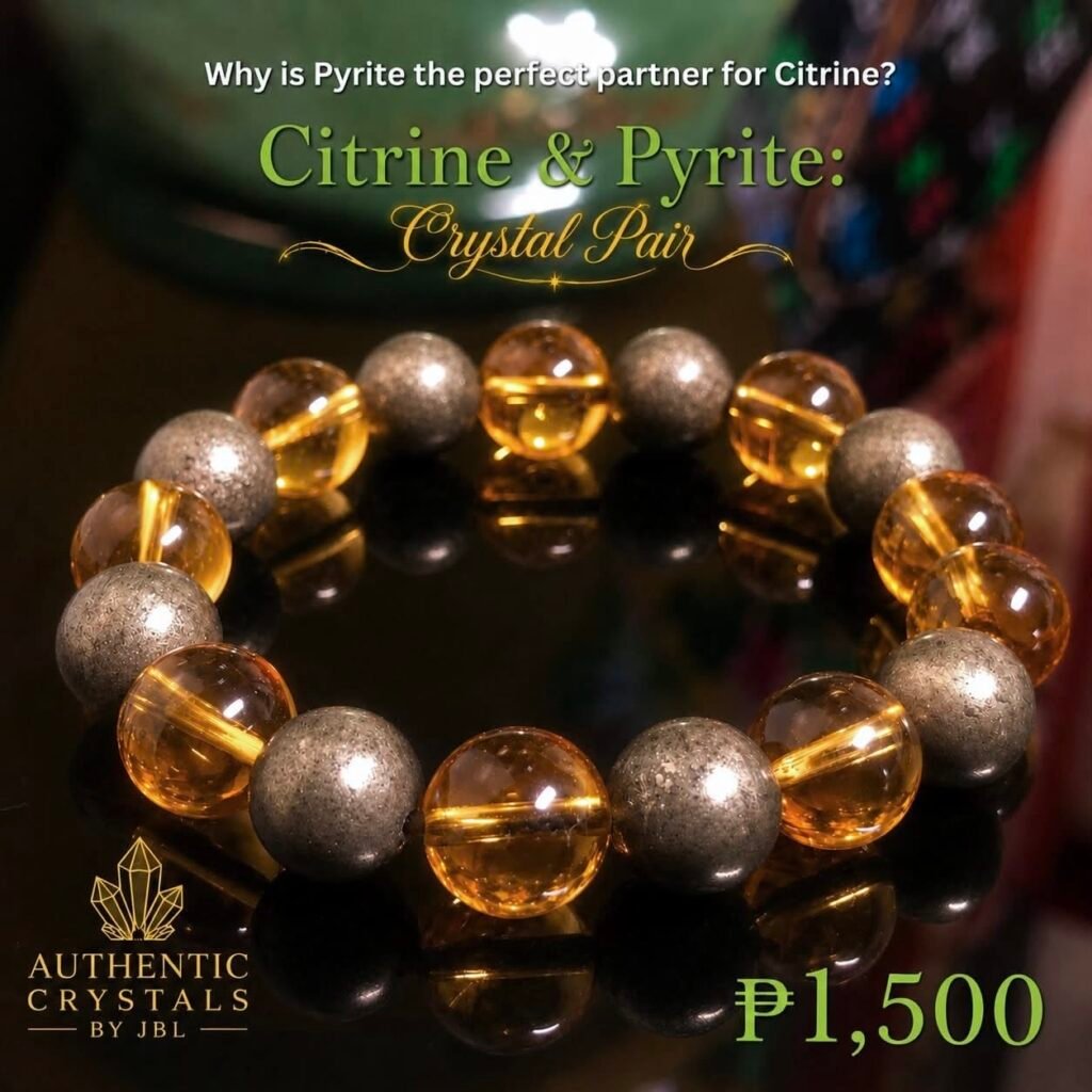 Citrine and Pyrite stone and crystal bracelet by Authentic Stones by JBL