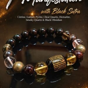 Black Obsidian, Clear Quartz, Citrine, Garnet, Pyrite, Magnetic Hematite & Smokey Quartz stone bracelet by Authentic Stones by JBL
