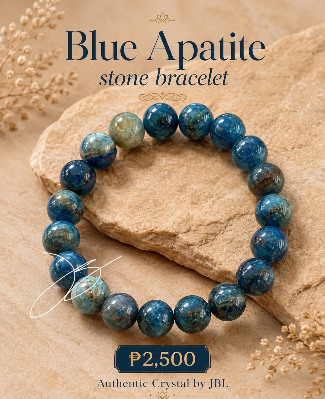 Blue Apatite stone bracelet by Authentic Stones by JBL