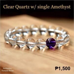 Clear Quartz with Single Amethyst stone bracelet by Authentic Stones by JBL