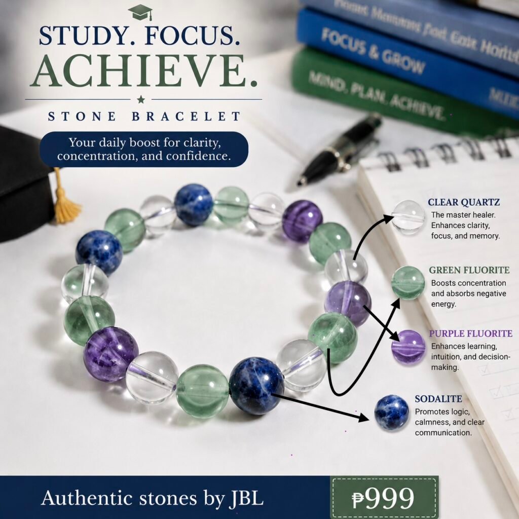Clear Quartz, Green Fluorite, Purple Fluorite & Sodalite stone bracelet by Authentic Stones by JBL